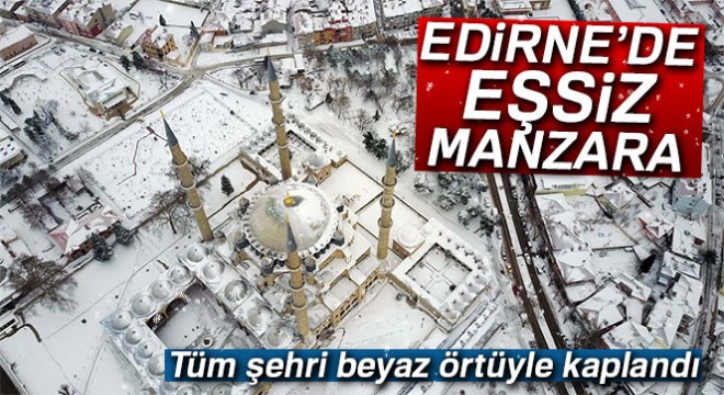 Edirne'de nefes kesen kar manzaraları