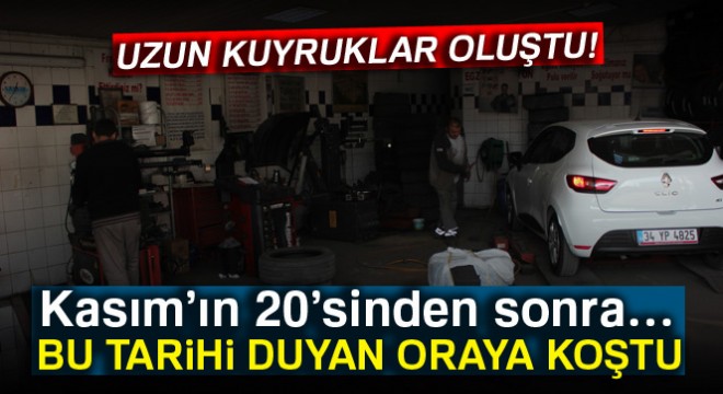 İstanbul'da kar lastiği kuyruğu